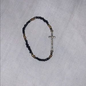 Blue and gold cross bracelet